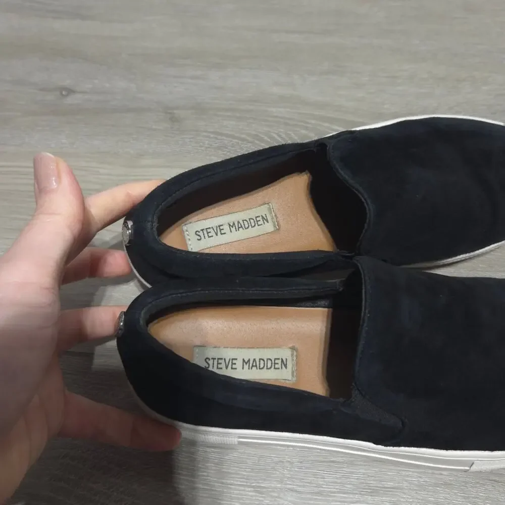 Steve Madden Gills Black Suede Slip On Shoes Woman's size 8